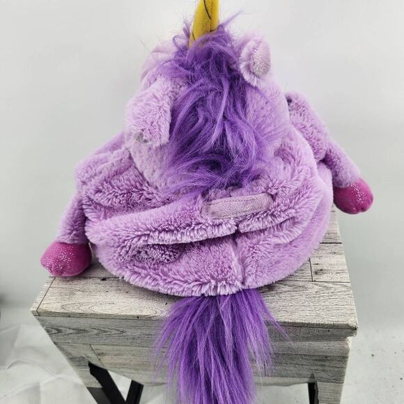 Tummy Stuffers Lilac Purple Sparkly Unicorn Storage Stuffed Animal Plush - Picture 3 of 4